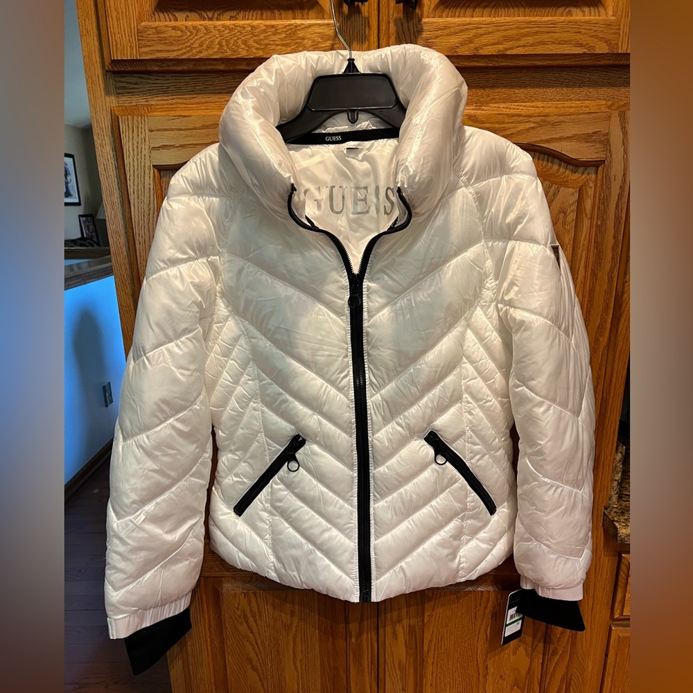 Guess Women's White Puffer Jacket